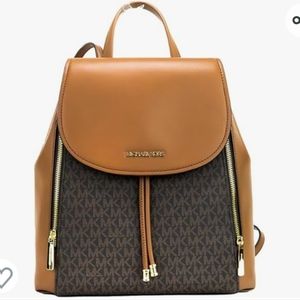 Michael Kors Phoebe Medium Zip Pocket Backpack Brown MK Signature